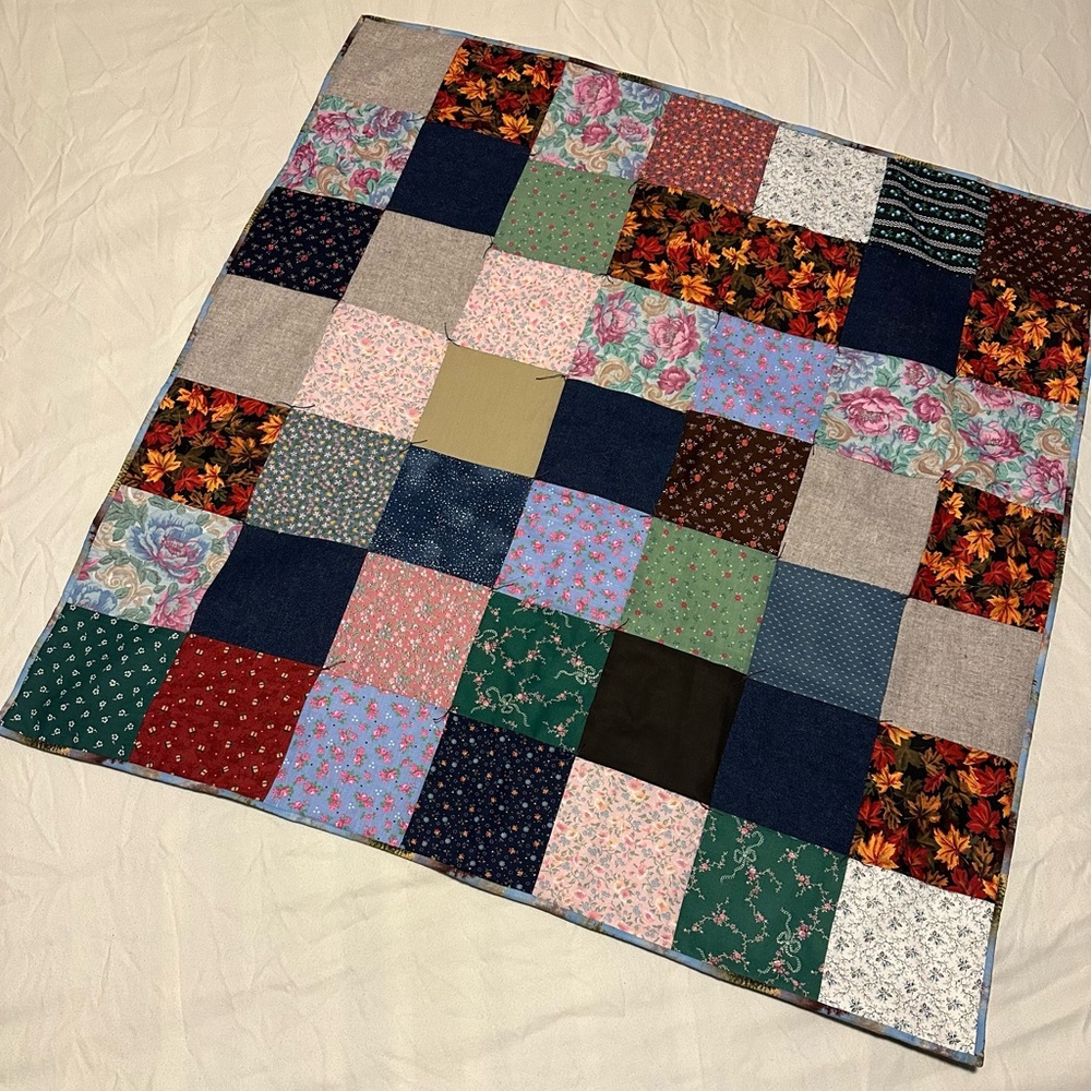 New Small Patchwork Quilt with Multi patterned Squares